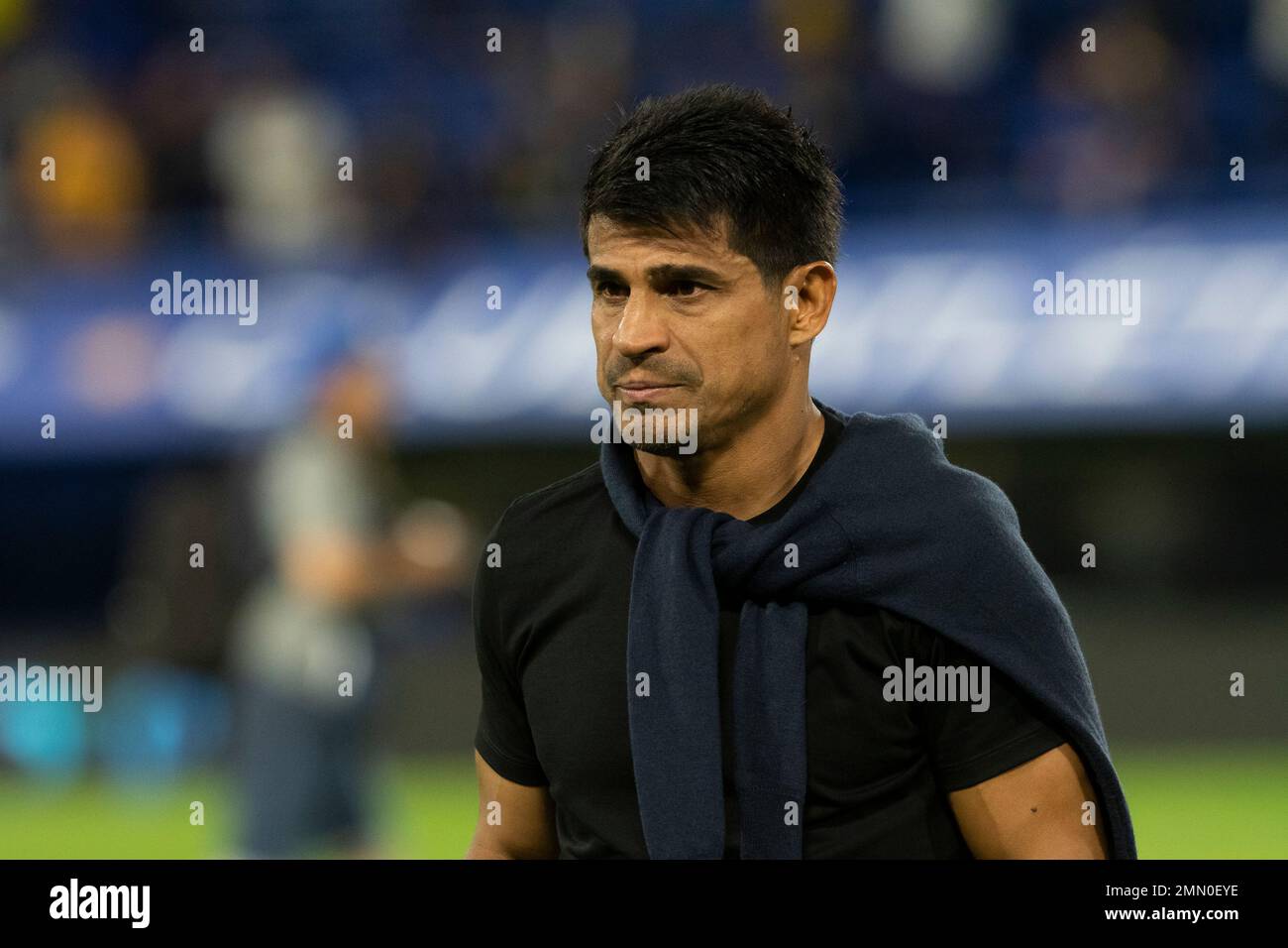 Buenos Aires, Argentinien. 29. Januar 2023. Hugo Ibarra Coach von Boca Juniors schaut nach dem Spiel zwischen Boca und Atletico Tucuman im Rahmen der Liga Profesional 2023 im Estadio Alberto J. Armando. (Endstand: Boca 1:0 Atletico Tucuman). Kredit: SOPA Images Limited/Alamy Live News Stockfoto