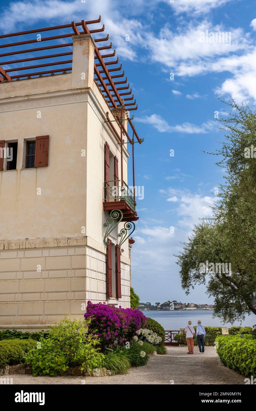 Frankreich, Alpes-Maritimes, Beaulieu-sur-Mer, neo-griechische Villa Kerylos, 1908 vom Architekten Emmanuel Pontremoli erbaut Stockfoto