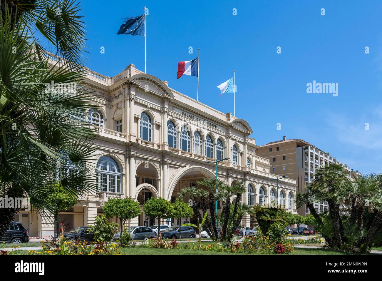 Frankreich, Alpes-Maritimes, Menton, der 1909 vom Architekten Hans-Georg Tersling erbaute Palast Europas ist das ehemalige Kursaal-Kasino Stockfoto