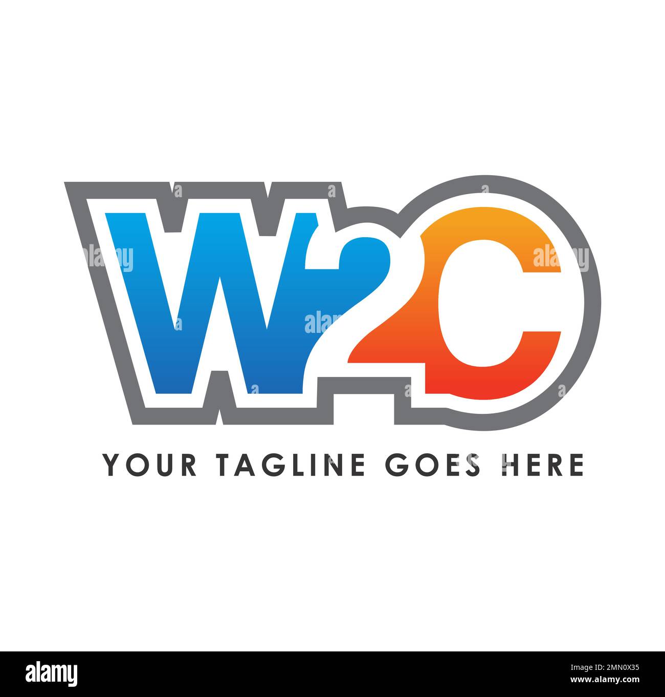 Monogramm-Logo Anfangsbuchstaben W2C Zeichendarstellung auf weißem Hintergrund isoliert Stock Vektor