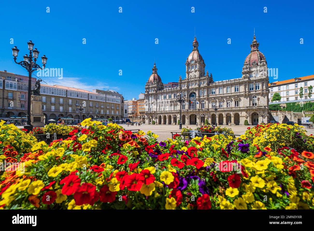 Spanien, Galicien, A Coruña, Maria Pita Platz, das Rathaus des frühen 20. Jahrhunderts Stockfoto