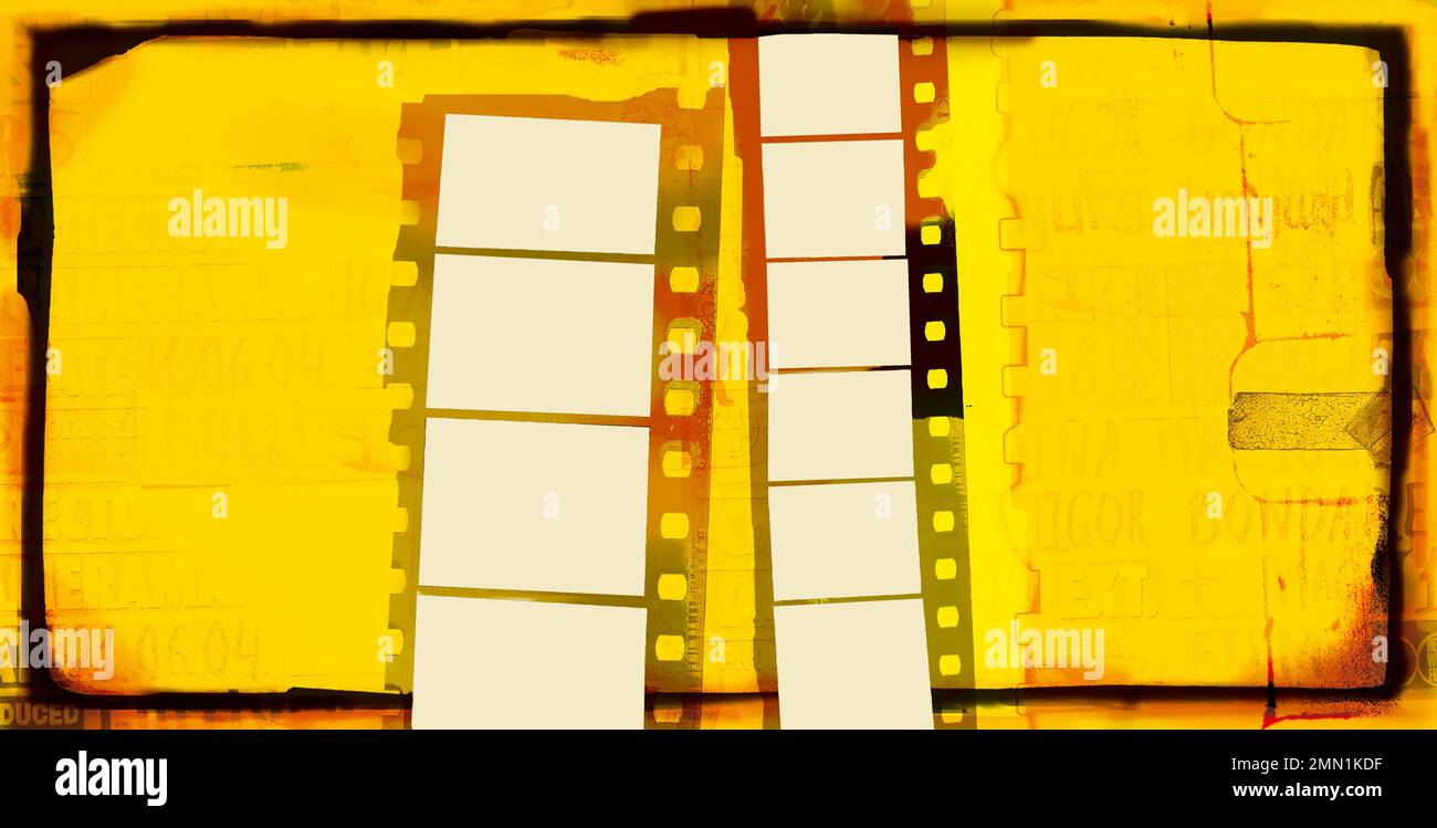 Vorlage, Rand, Hintergrund des Grunge-Filmstreifens für Broschüre, Album, Banner Stockfoto