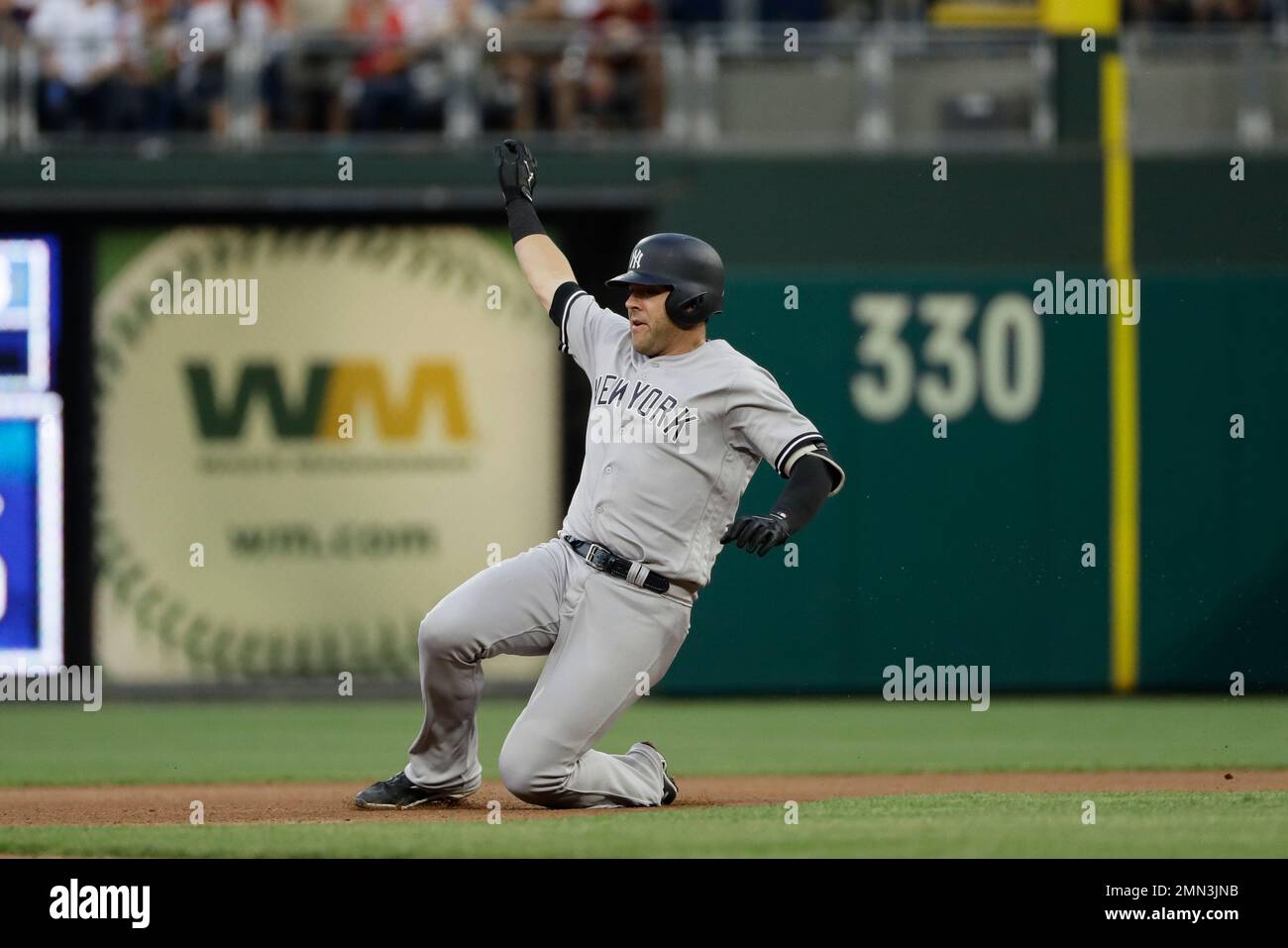 New York Yankees' Austin Romine in action during a baseball game against the Philadelphia Phillies, Tuesday, June 26, 2018, in Philadelphia. (AP Photo/Matt Slocum) Stockfoto