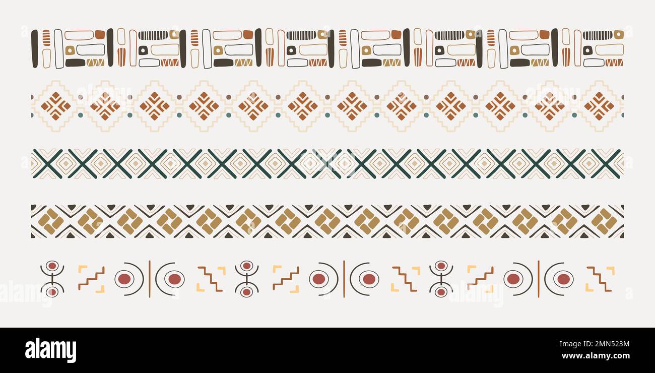 Illustrator-Pinsel, Tribal-Muster, Vektor-Add-On-Set Stock Vektor