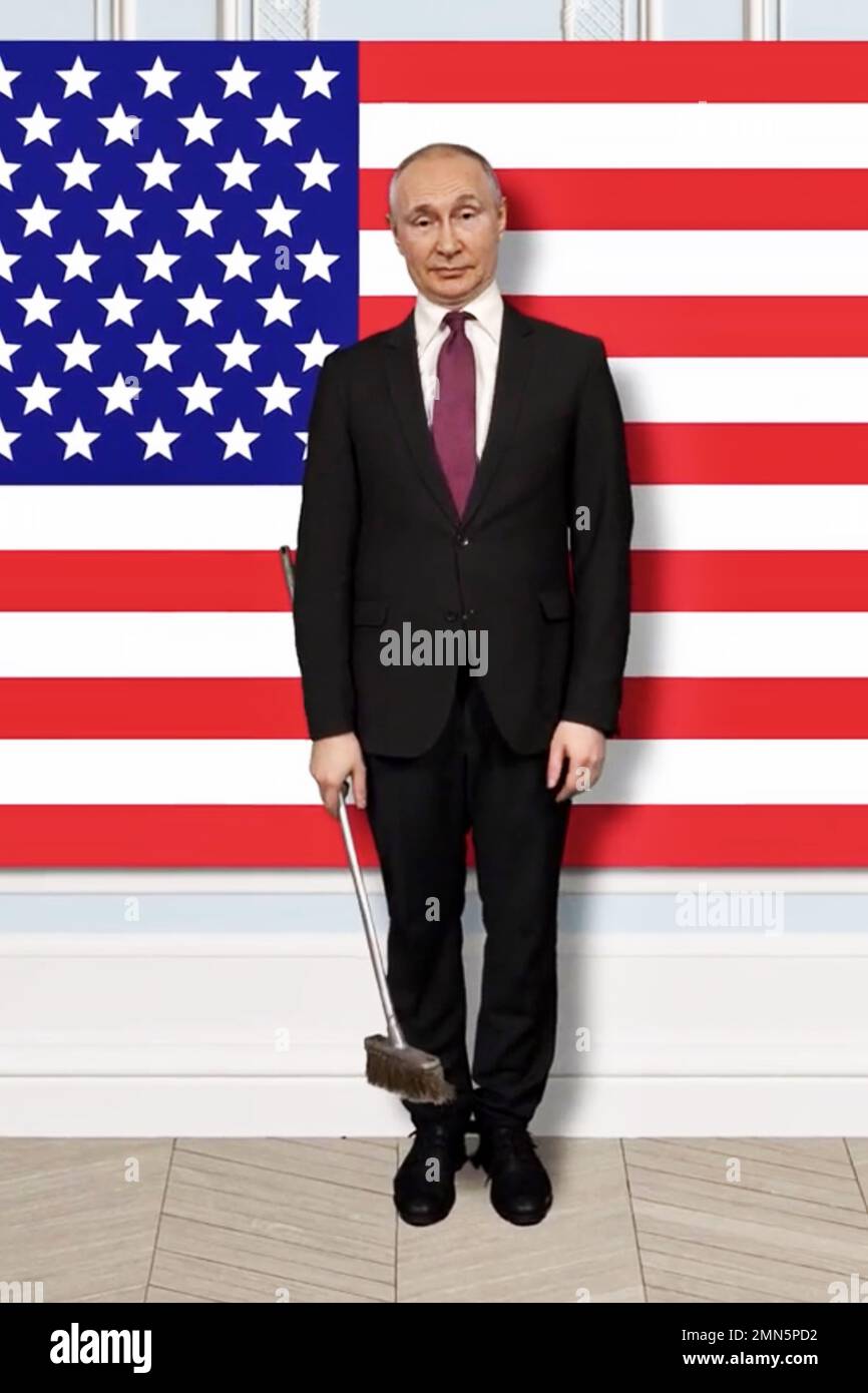 Putins Imitator, humorvolle Version Stockfoto