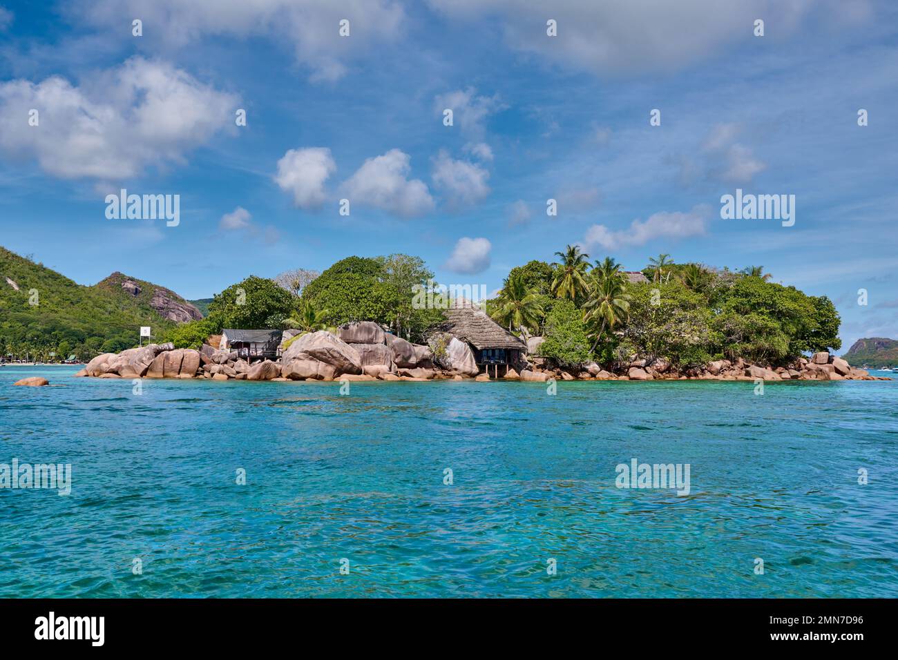 Insel Chauve Souris, Anse Volbert, Prasiln Island, Seychellen Stockfoto