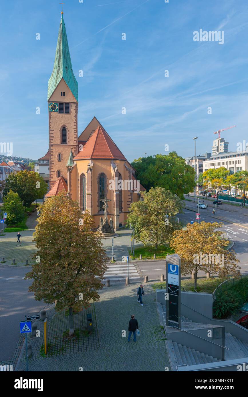 Leonhards Kirche oder Leonhardskirche im Stadtviertel Bohnenviertel, Stadtzentrum Stuttgart, Baden-Württemberg, Süddeutschland, Europa Stockfoto