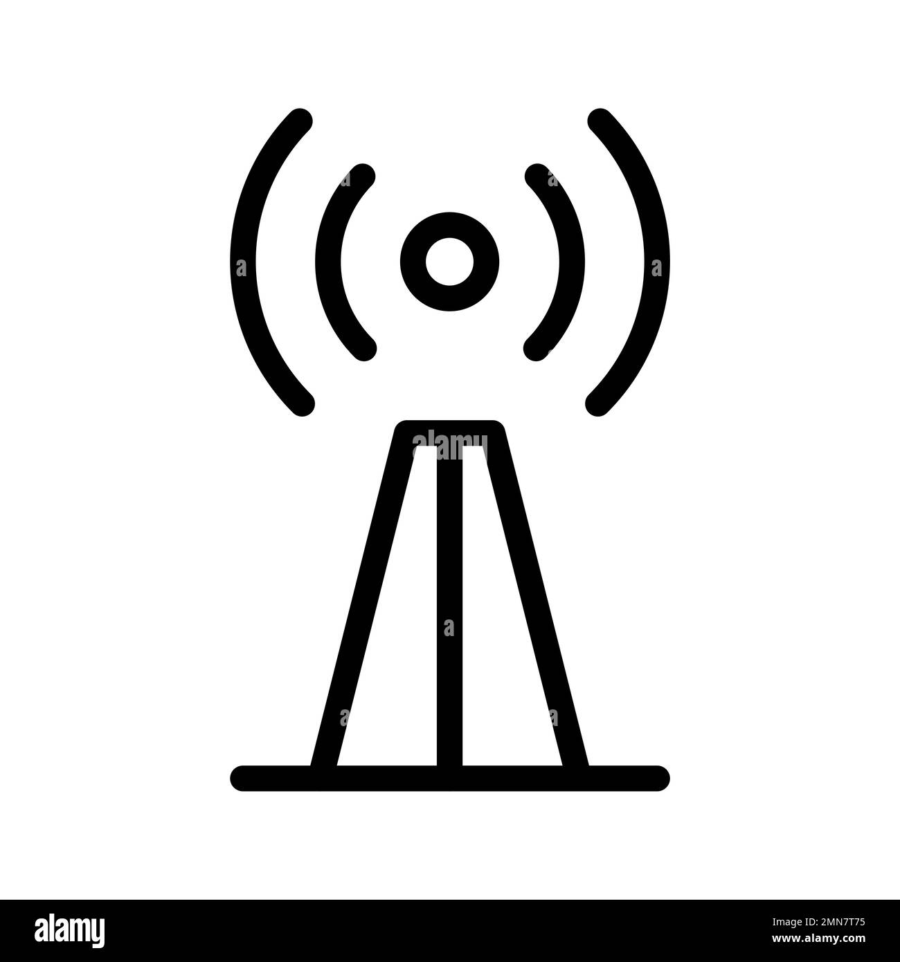 Linie mit Antennensymbol isoliert auf weißem Hintergrund. Schwarzer, flacher Klassiker mit modernem Umriss. Lineares Symbol und bearbeitbare Kontur. Einfach und Pixelleistung Stock Vektor