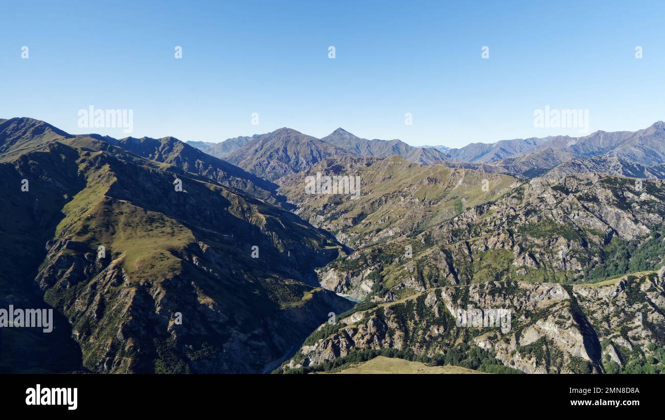 Luftaufnahmen der Berge nördlich von Queenstown, Neuseeland Stockfoto