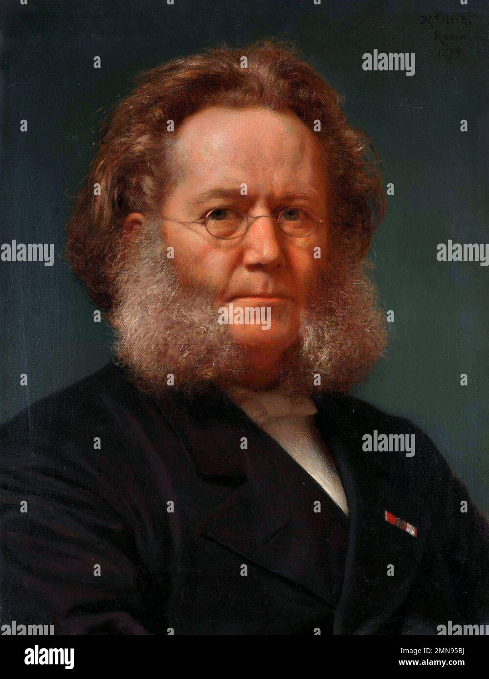 Henrik Ibsen. Porträt des norwegischen Dramatikers Henrik Johan Ibsen (1828-1906) von Henrik Olrik, Öl auf Leinwand, 1879 Stockfoto