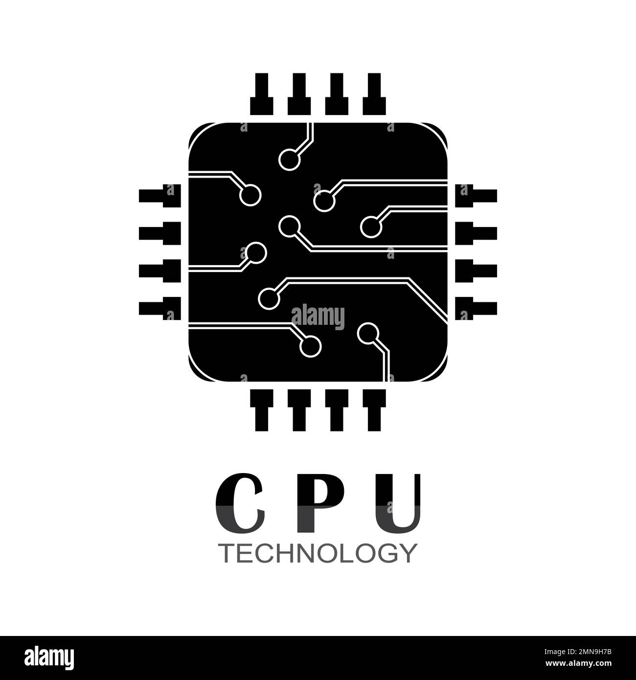 Logo-Design für Chip-Prozessor-Vektorsymbol. Stockfoto