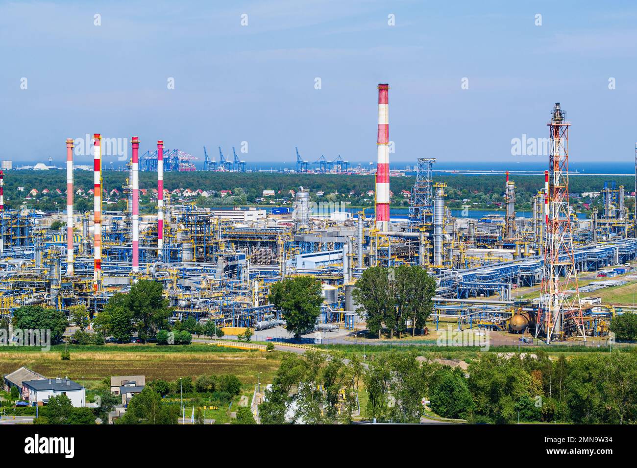 Luftlandschaft der Raffinerie, Industriegebiet Stockfoto