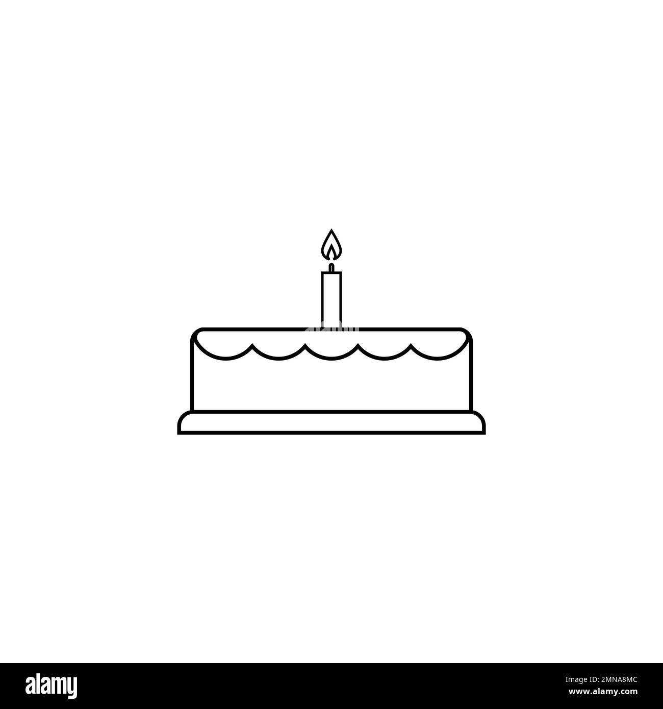 Geburtstagskuchen-Vektorsymbol mit schlichtem Design Stockfoto