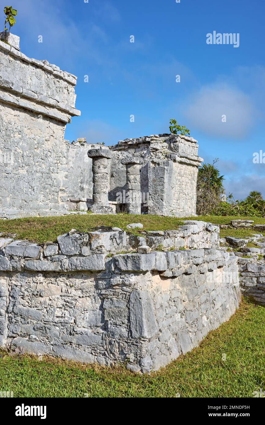 Ruinen von Tulum, präkolumbianische Maya-Stadt, Mexiko. Stockfoto
