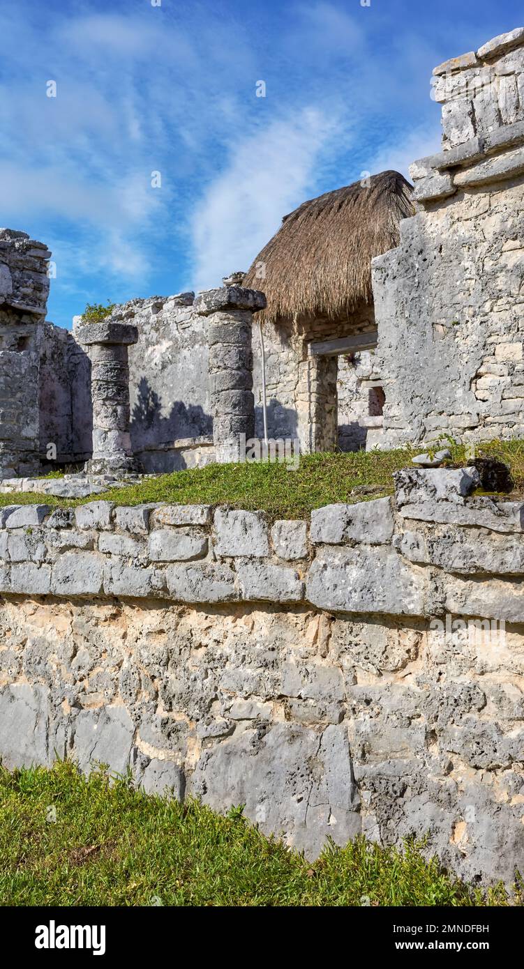 Ruinen von Tulum, präkolumbianische Maya-Stadt, Mexiko. Stockfoto