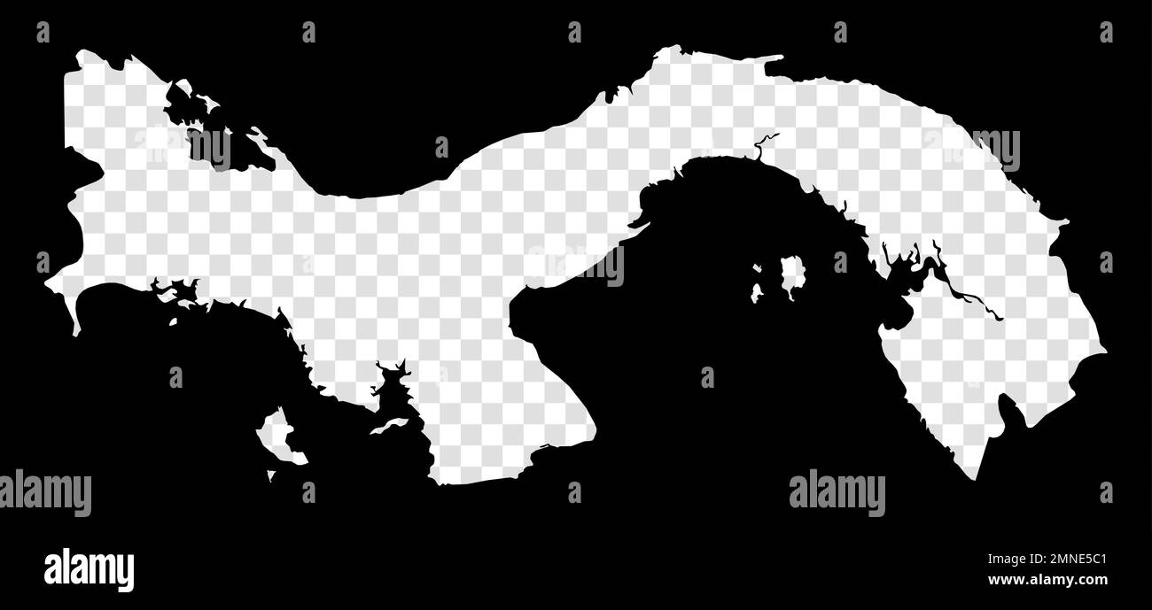 Schablonenkarte von Panama. Einfache und minimal transparente Karte von Panama. Schwarzes Rechteck mit ländlicher Form. Abbildung des Strahlungsvektors. Stock Vektor