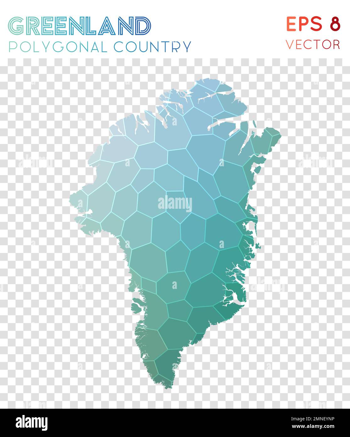 Polygonale Karte Grönlands, Land im Mosaikstil. Beeindruckender niedriger Poly-Stil, modernes Design. Polygonale Karte Grönlands für Infografiken oder Präsentationen. Stock Vektor
