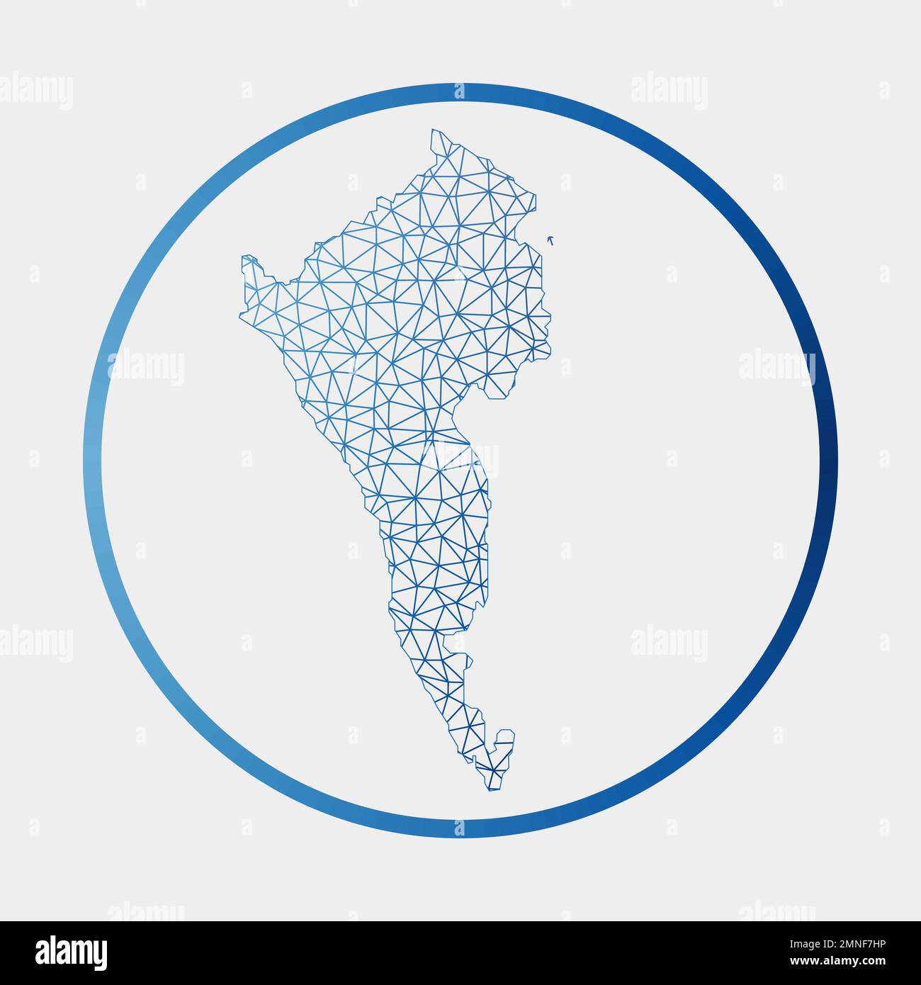 Symbol für Coron Island. Netzwerkkarte der Insel. Rundes Coron-Schild mit Gradientenring. Technologie, Internet, Netzwerk, Telekommunikationskonzept. Vektor il Stock Vektor