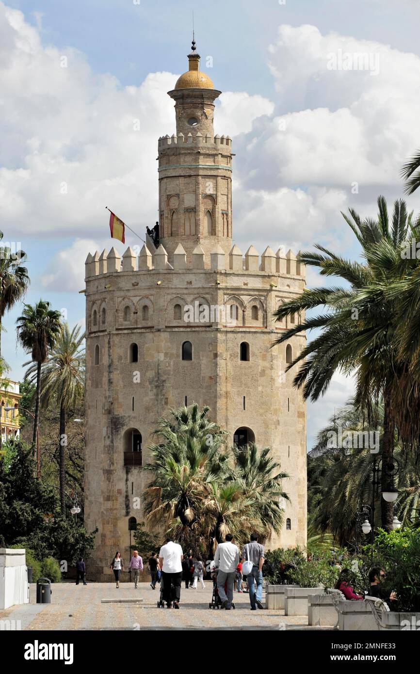 Torre del Oro, Sevilla, Andalusien, Spanien Stockfoto