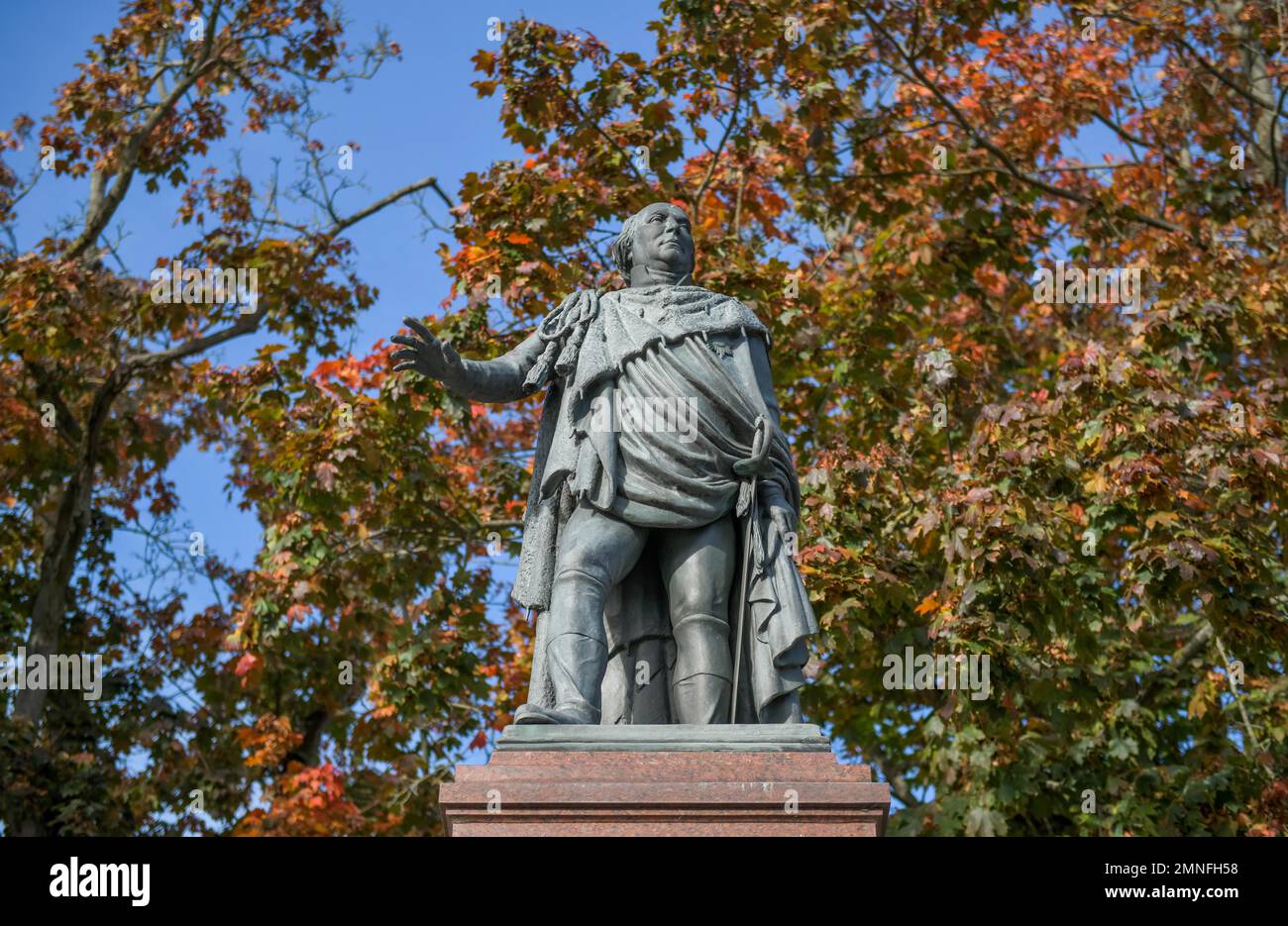 Denkmal für König Friedrich Wilhelm II. Schulplatz, Neuruppin, Ostprignitz-Ruppin Bezirk, Brandenburg, Deutschland Stockfoto