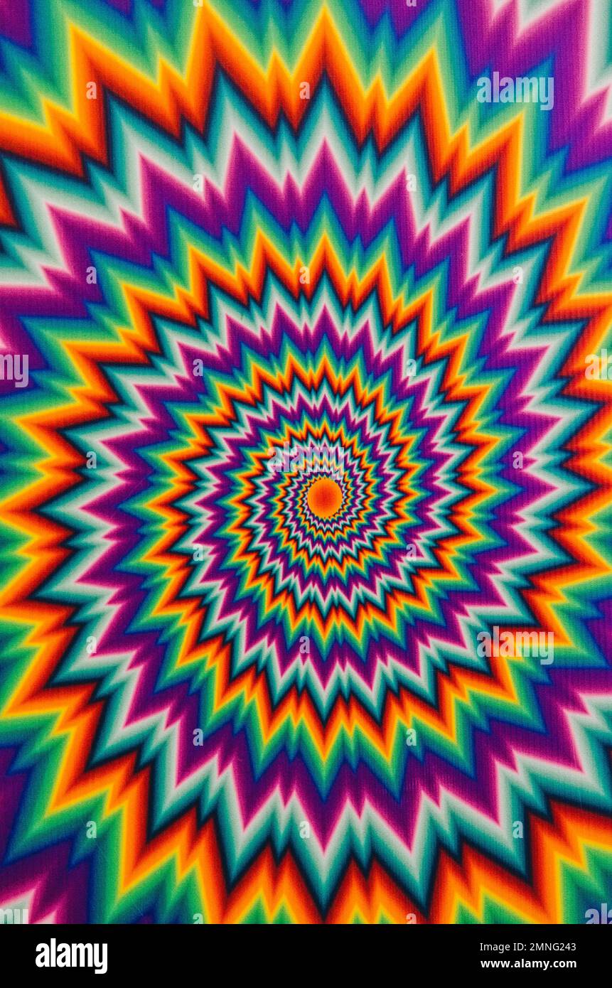 Hintergrund hypnotisieren. Hintergrund des sich drehenden radialen Musters Stockfoto
