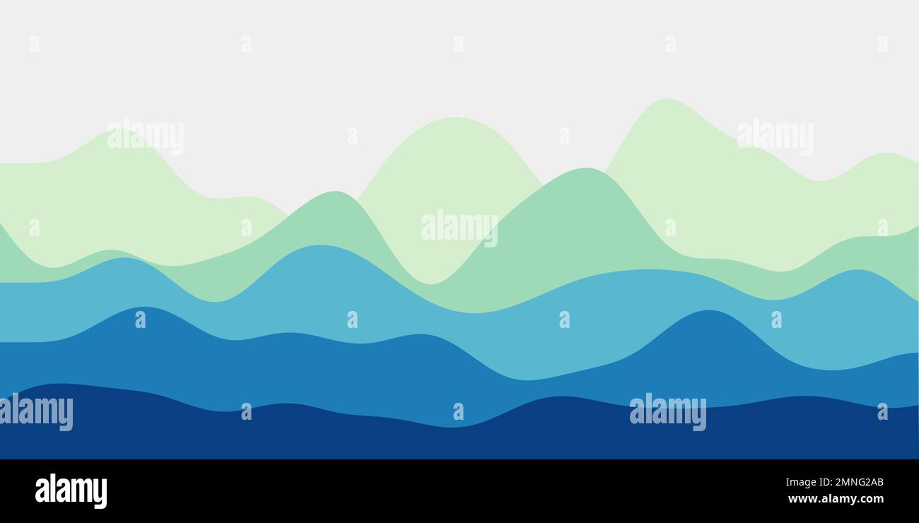 Abstrakter grüner blauer Hintergrund. Farbenfrohe Wellen stilvolle Vektordarstellung. Stock Vektor