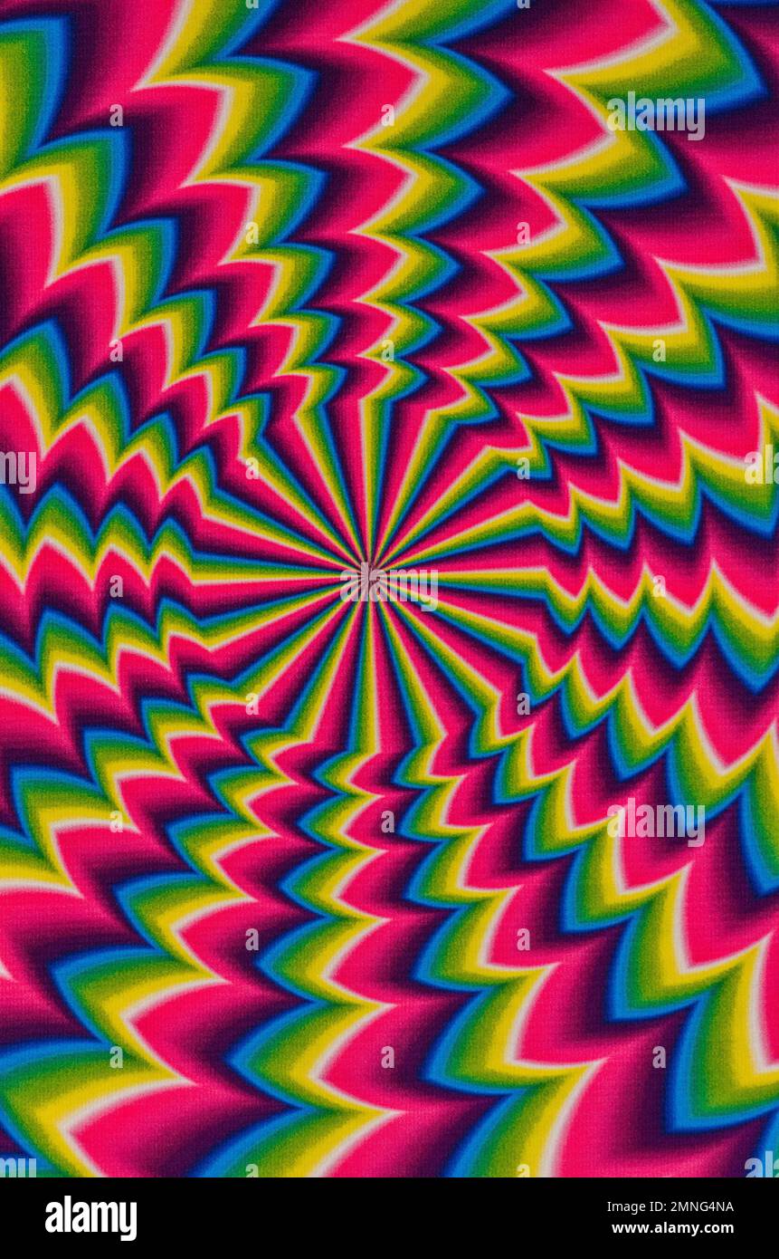 Hintergrund hypnotisieren. Hintergrund des sich drehenden radialen Musters Stockfoto