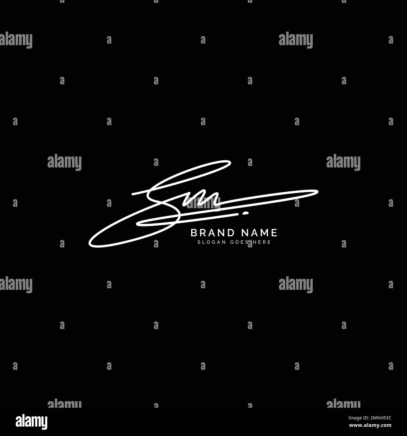 S, M, SM Initial Letter Signature und handgeschriebenes alphabetisches Logo in Buchstaben Stock Vektor