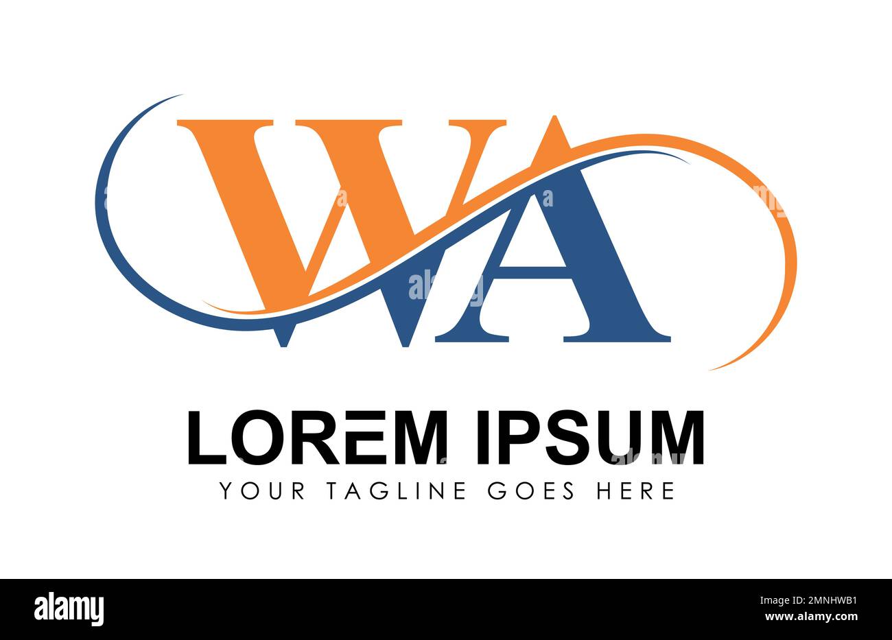 Monogramm-Logo Vektorbuchstaben WA-Zeichen-Abbildung auf weißem Hintergrund isoliert Stock Vektor
