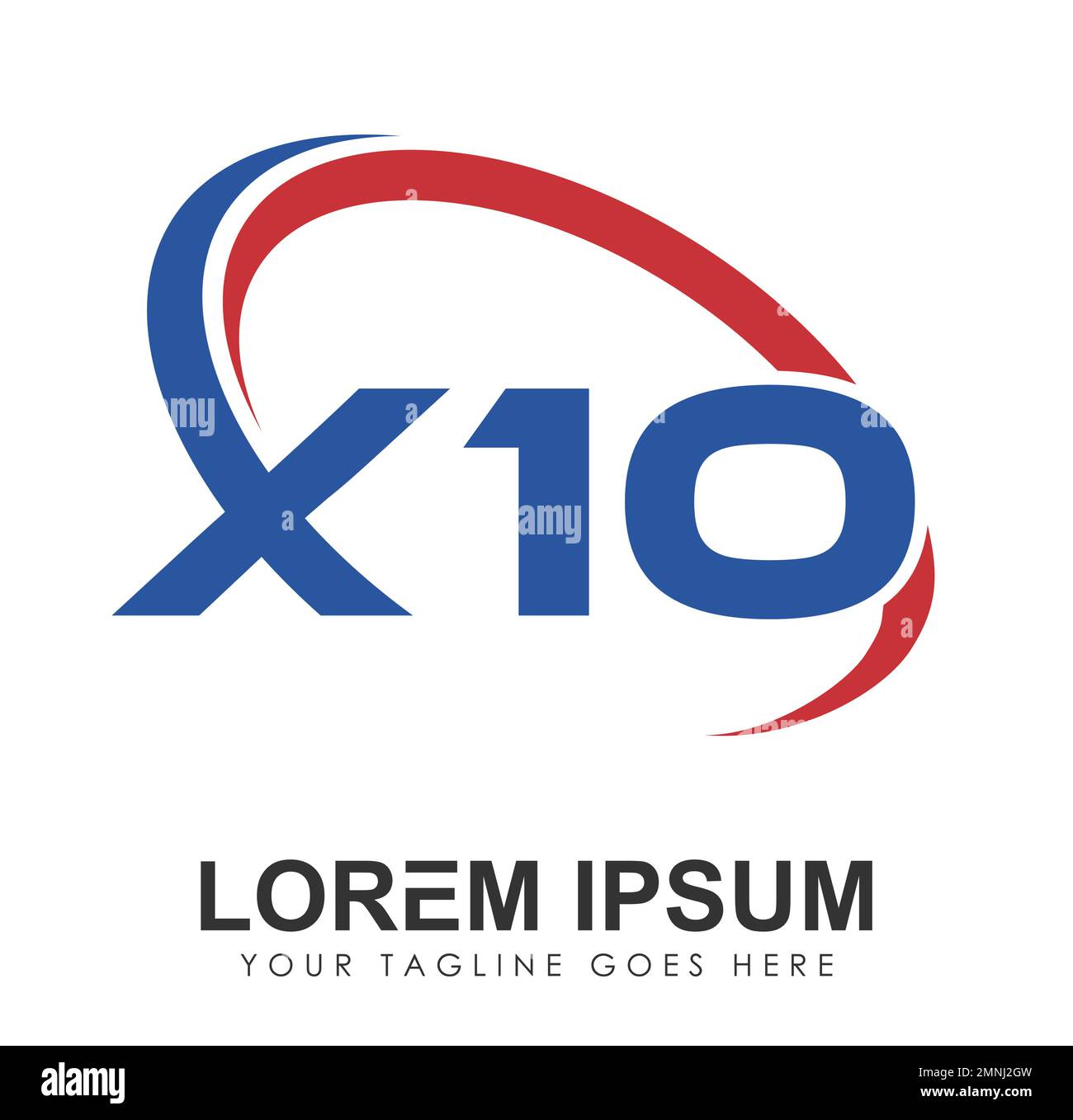 Monogramm Logo Anfangsbuchstaben X10 Vektorzeichen auf weißem Hintergrund isoliert Stock Vektor