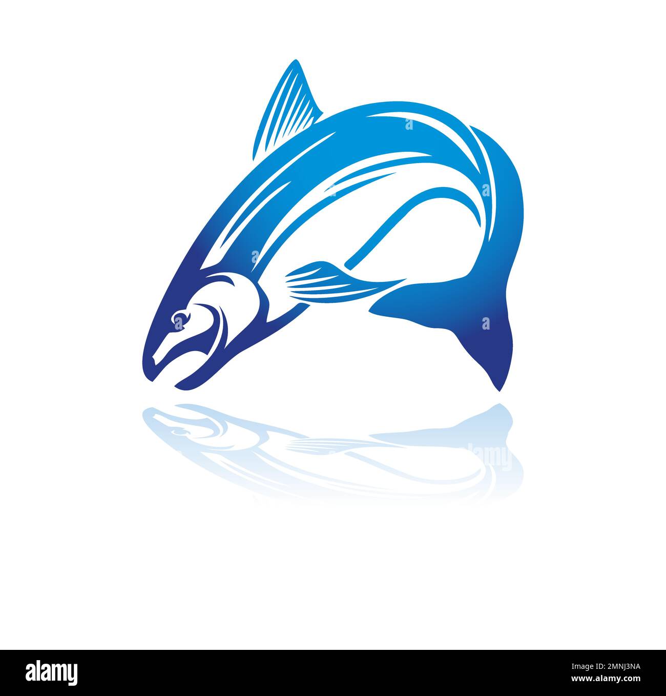 Blaues Fischlogo Vektorsymbol Darstellung auf weißem Hintergrund isoliert Stock Vektor