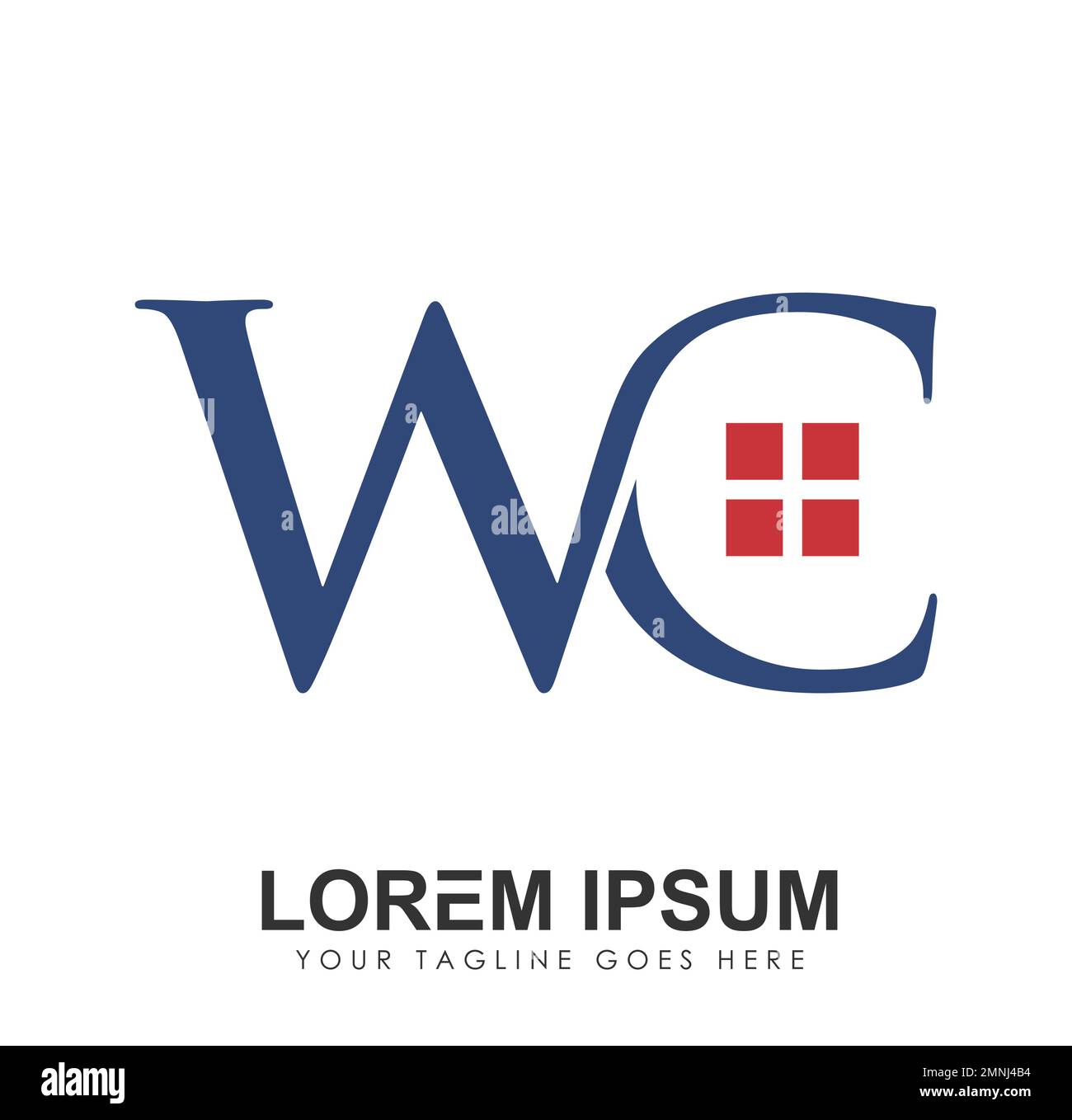 Monogramm Logo Anfangsbuchstaben WC Vektorzeichen Illustration auf weißem Hintergrund isoliert Stock Vektor