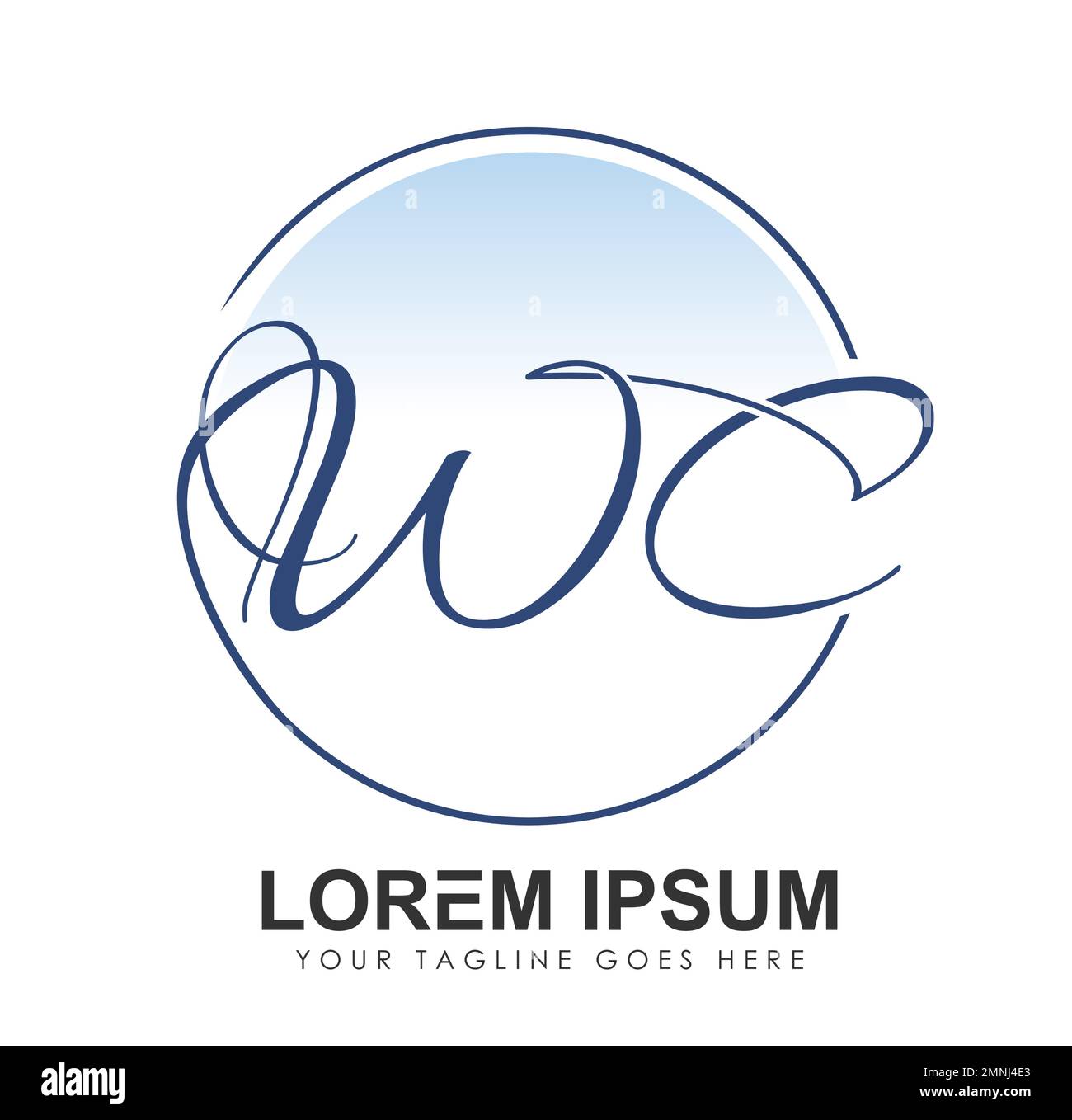 Monogramm Logo Anfangsbuchstaben WC Vektorzeichen Illustration auf weißem Hintergrund isoliert Stock Vektor