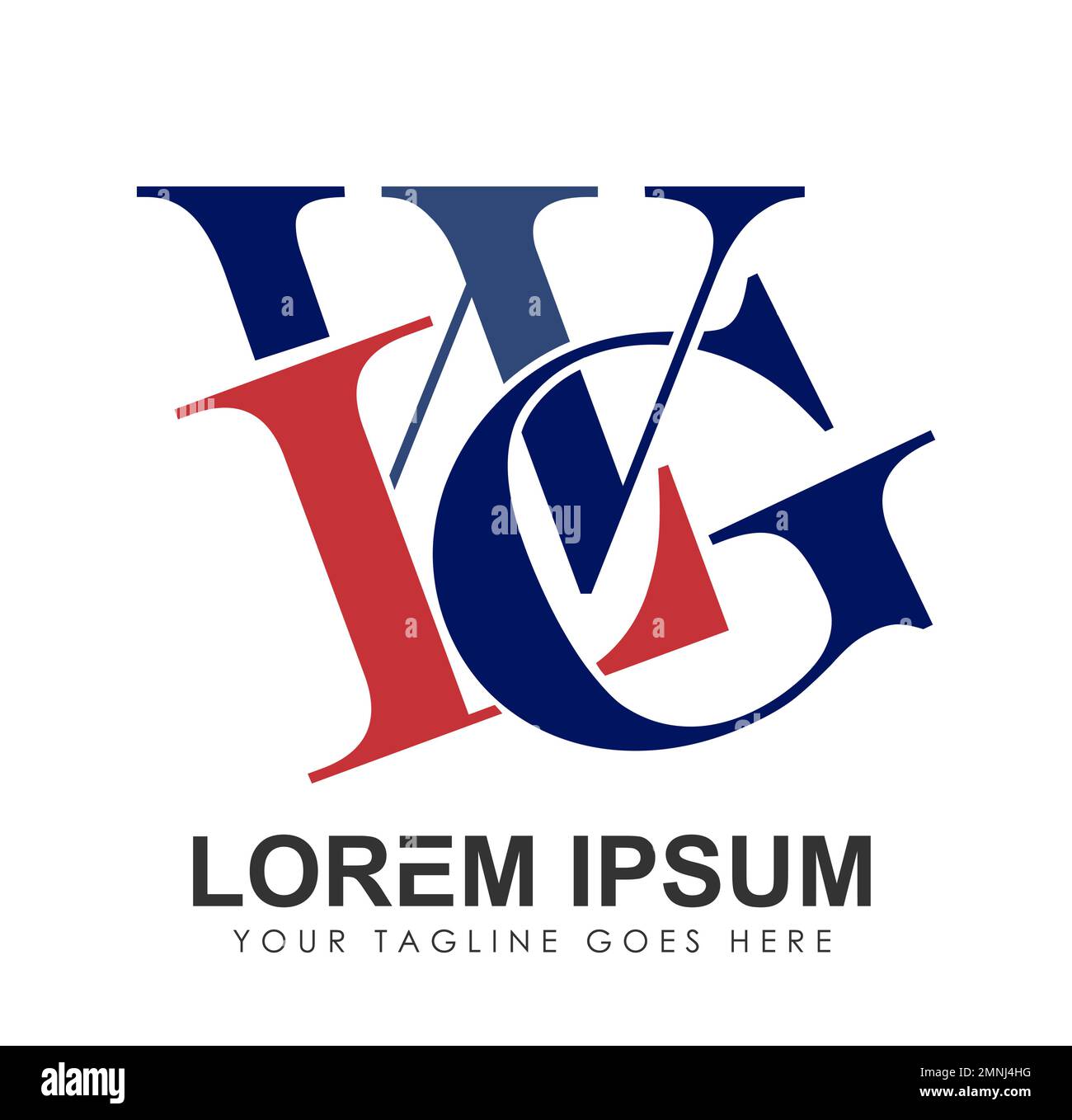 WLG-Monogramm-Logo Anfangsbuchstaben Vektorzeichen auf weißem Hintergrund isoliert Stock Vektor