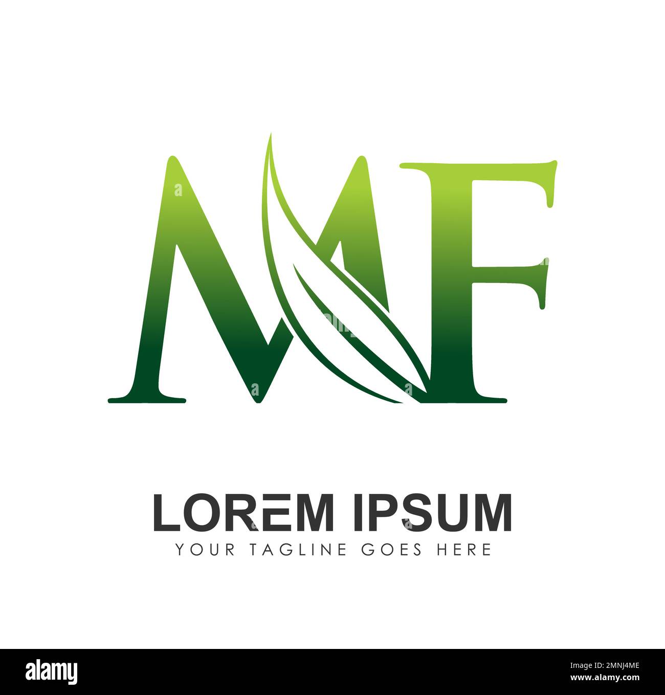 Leaf Monogramm Logo Anfangsbuchstaben MF-Zeichen Darstellung auf weißem Hintergrund isoliert Stock Vektor