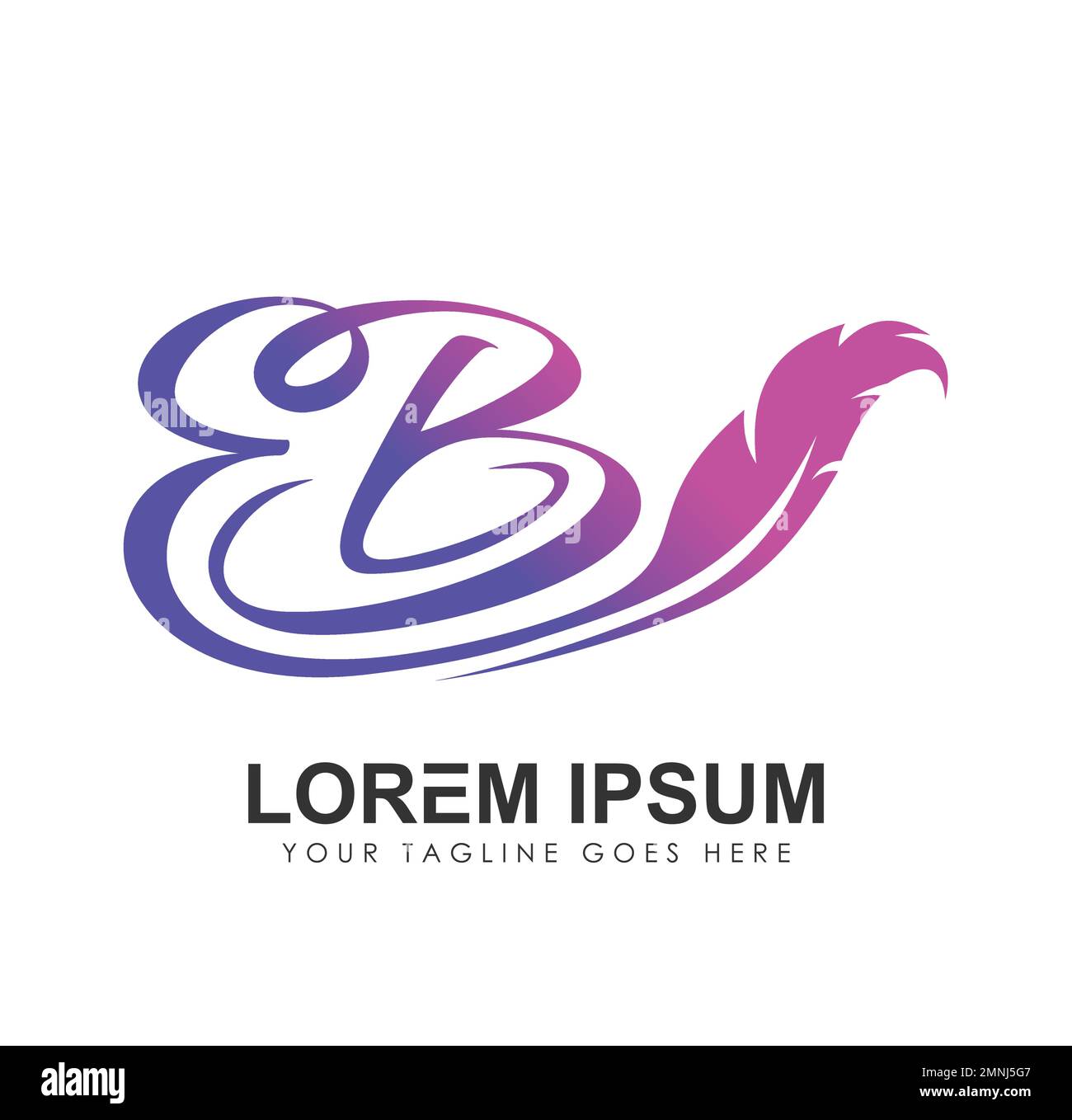 Anfängliche Monogramm-Logo-Buchstaben EB mit Vektorzeichen für Federzeichen auf weißem Hintergrund isoliert Stock Vektor