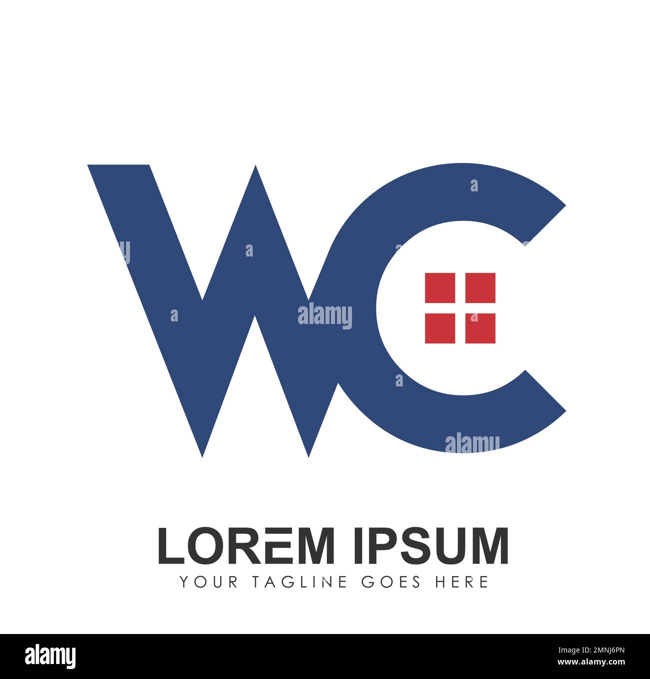 Monogramm Logo Anfangsbuchstaben WC Vektorzeichen Illustration auf weißem Hintergrund isoliert Stock Vektor