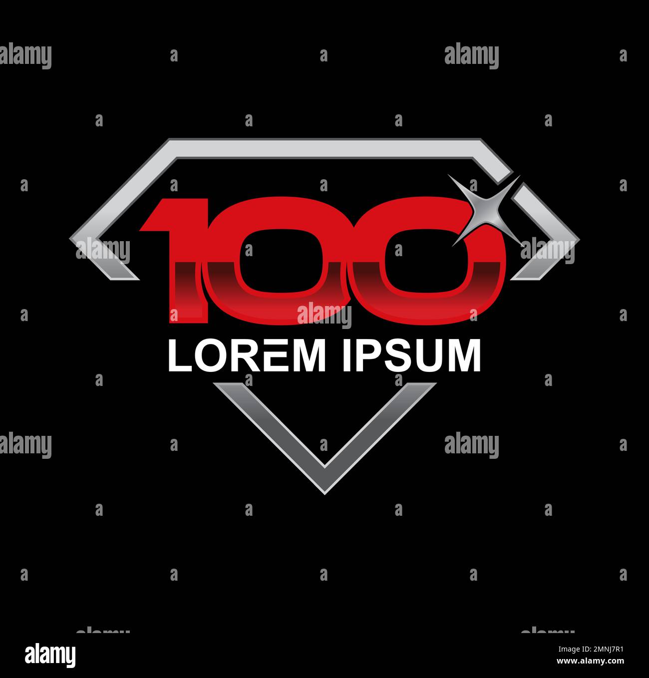 100 Logo Vektorsymbol Zeichenvektordarstellung auf schwarzem Hintergrund Stock Vektor