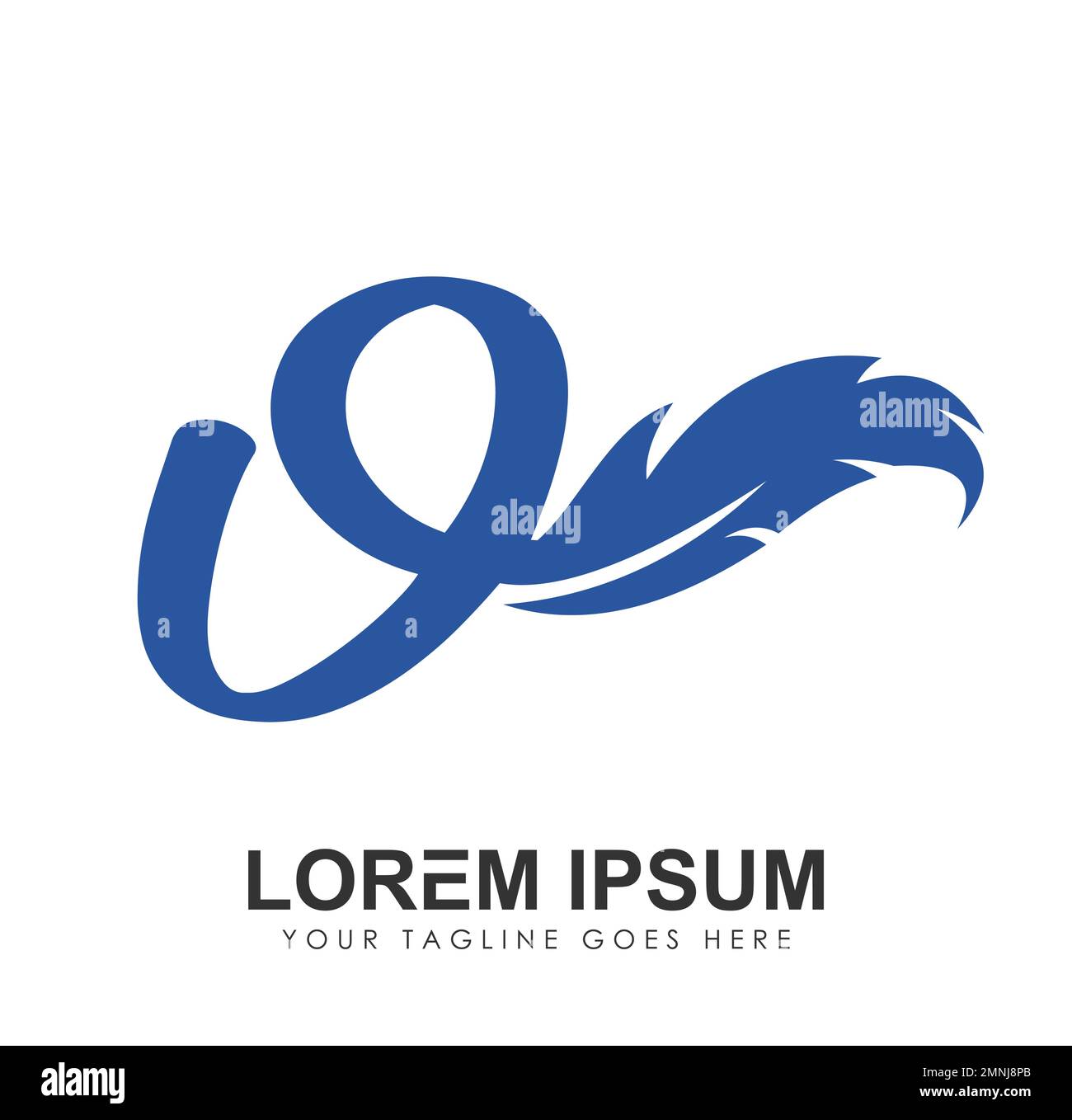 Anfangsbuchstabe O Vektorzeichen des Feather Monogram Logos auf weißem Hintergrund isoliert Stock Vektor