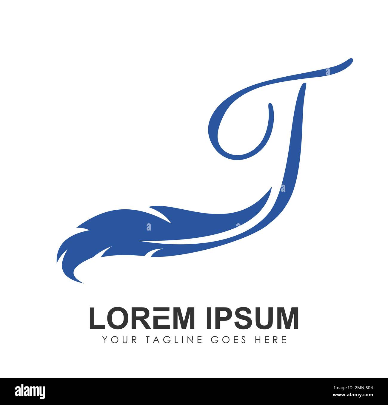 Darstellung des ersten Buchstaben T-Vektorzeichens des Feather Monogramm-Logos auf weißem Hintergrund isoliert Stock Vektor