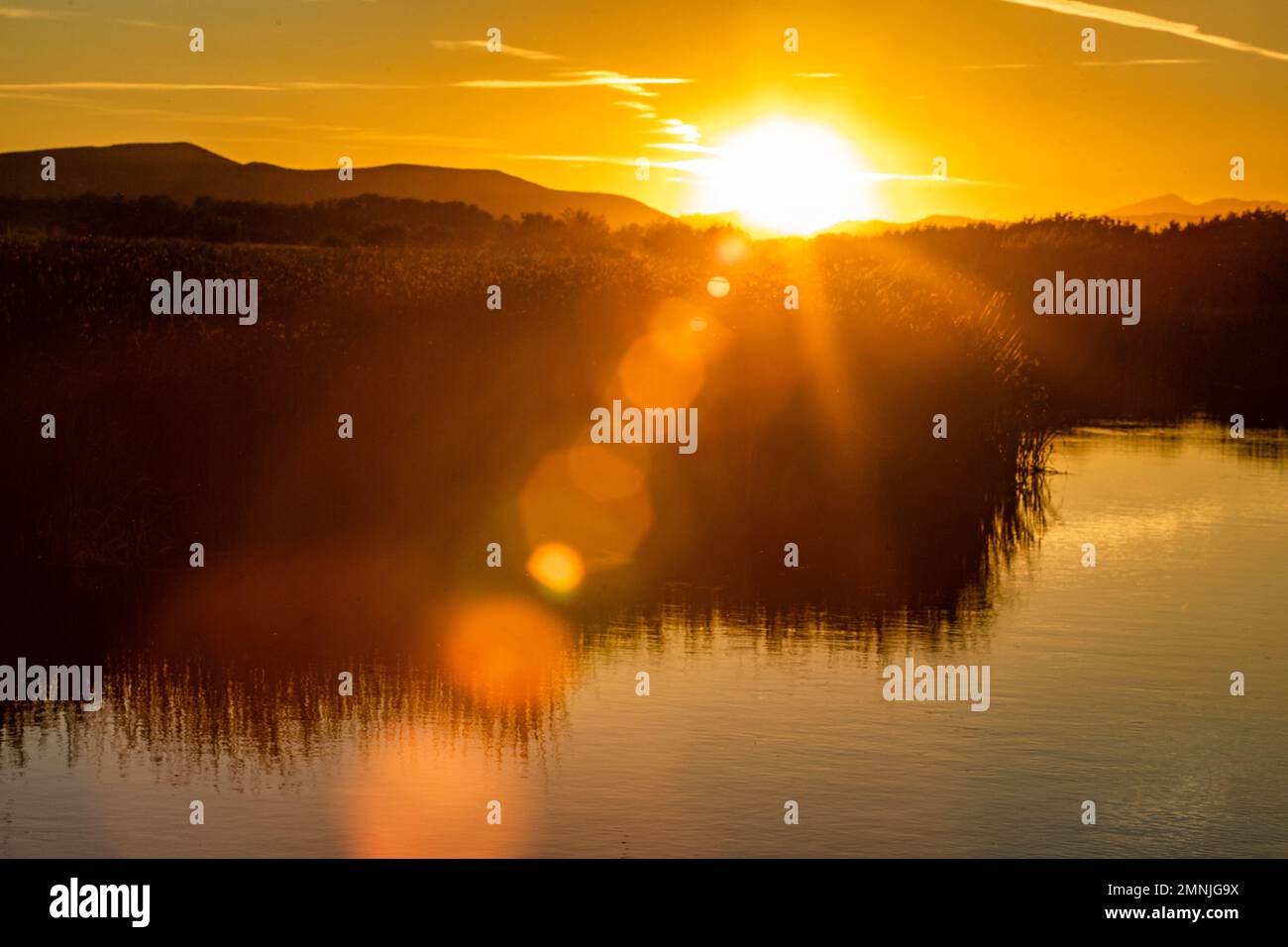USA, Idaho, Bellevue, Sonnenuntergang im See Stockfoto