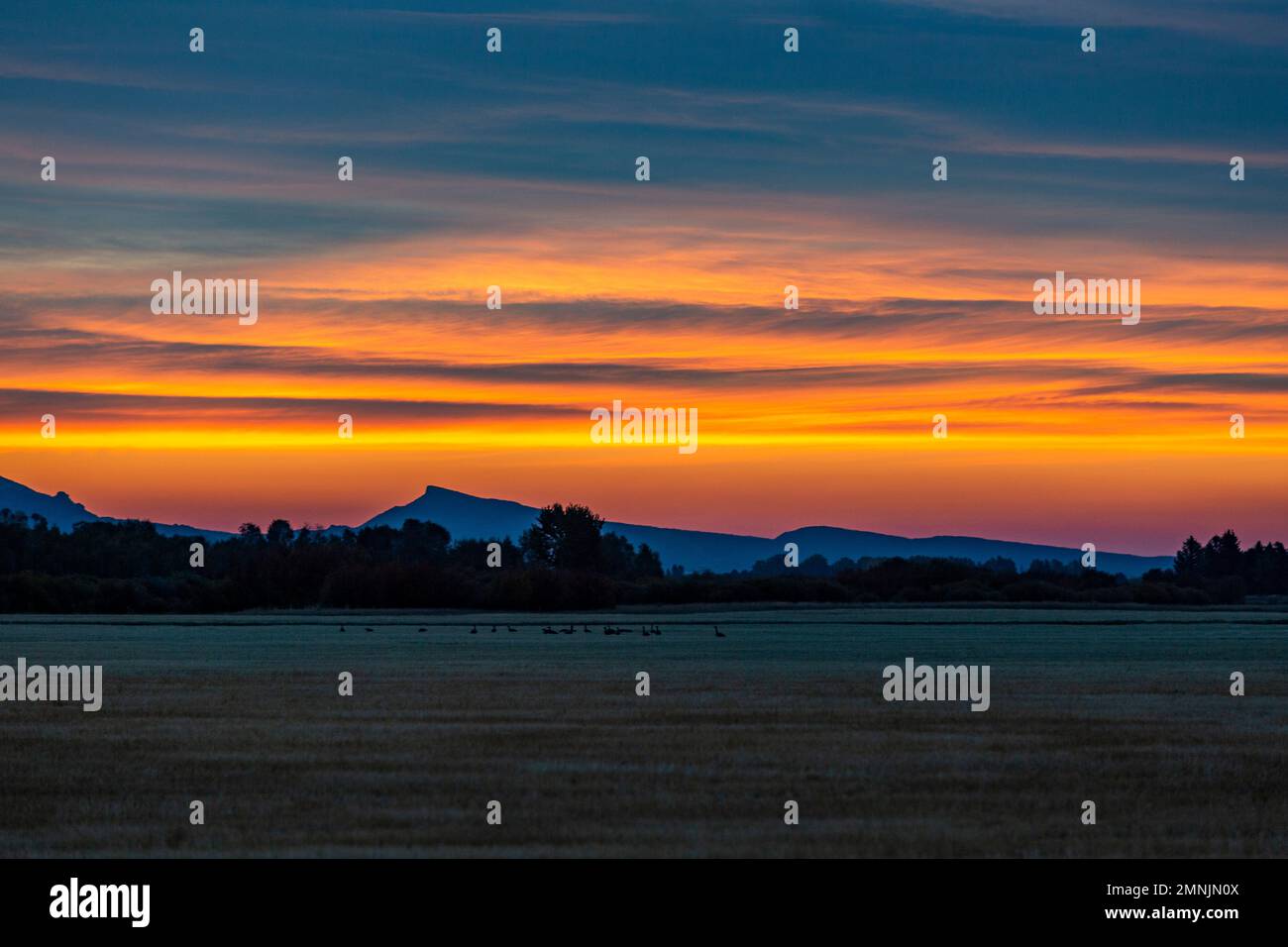 USA, Idaho, Bellevue, Himmel bei Sonnenaufgang über den Ausläufern Stockfoto