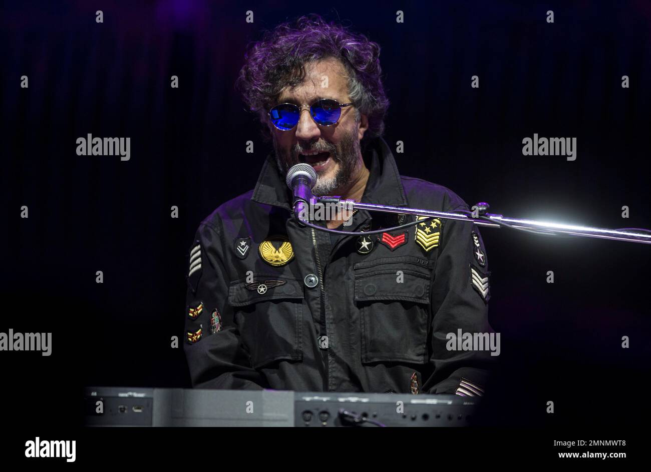 Argentine singer Fito Paez performs during the Vive Latino music festival in Mexico City, Sunday, March 18, 2018. The two-day rock festival is one of the most important and longest running of Mexico. (AP Photo/Christian Palma) Stockfoto