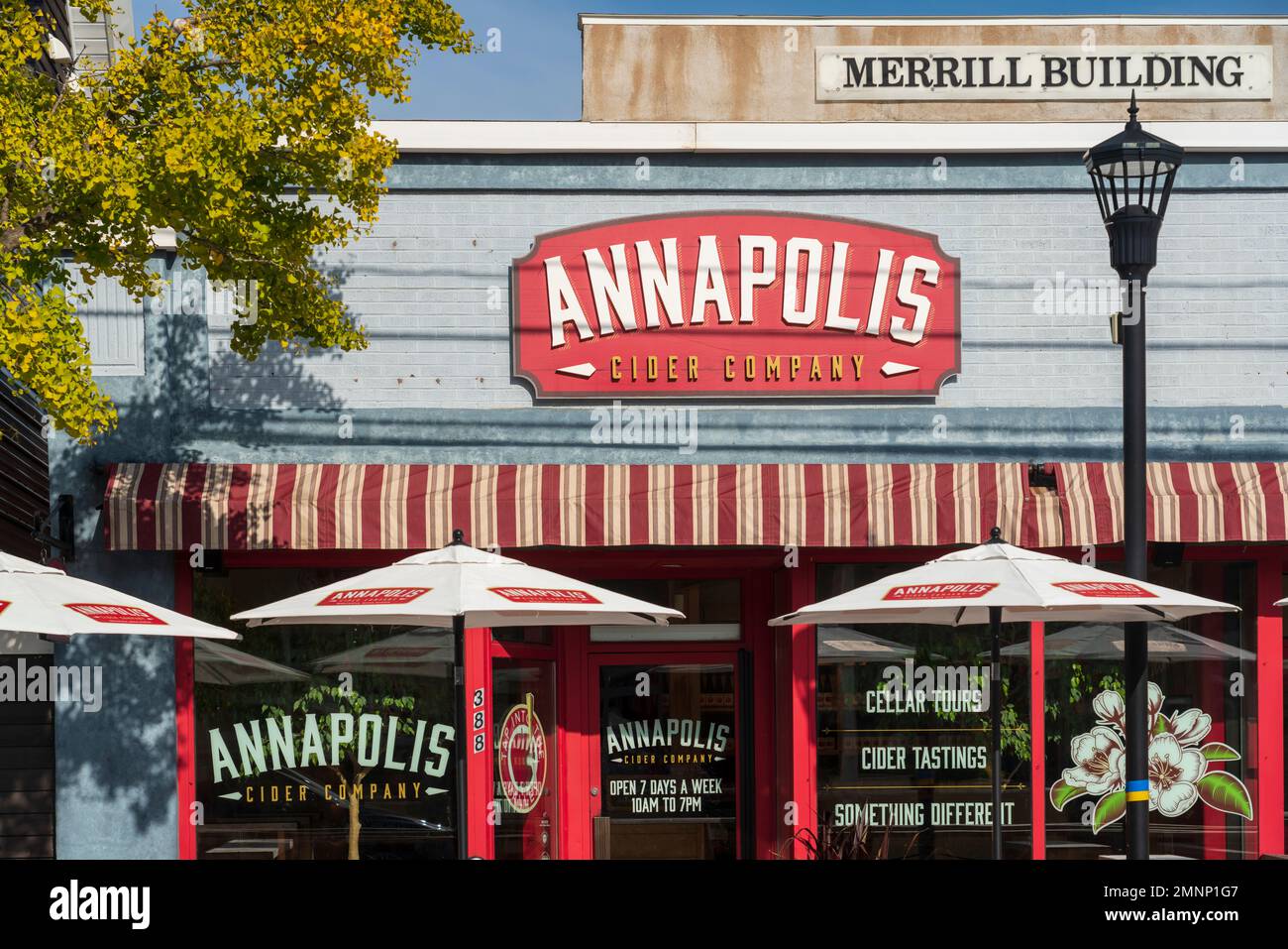 Das Annapolis Outdoor Restaurant in Wolfville, Nova Scotia, Kanada. Stockfoto