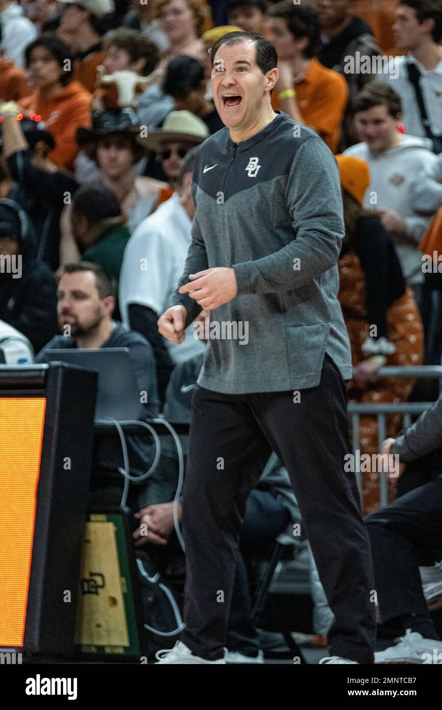 30. Januar 2023. Cheftrainer Scott Drew von den Baylor Bears in Action gegen die Texas Longhorns im Moody Center. Texas besiegt Baylor 76-71. Stockfoto