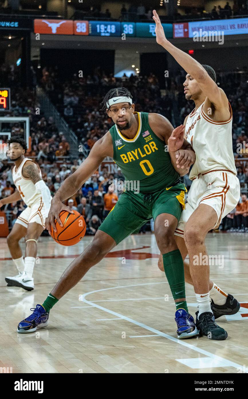 30. Januar 2023. Flo Thamba Nr. 0 der Baylor Bears in Aktion gegen die Texas Longhorns im Moody Center. Texas besiegt Baylor 76-71. Stockfoto