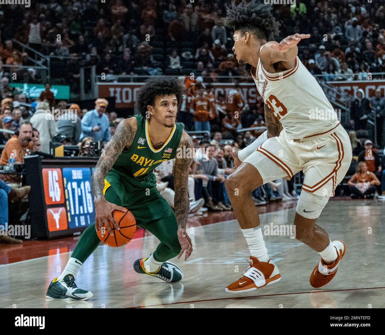 30. Januar 2023. Jalen Bridges Nr. 11 der Baylor Bears in Aktion gegen die Texas Longhorns im Moody Center. Texas besiegt Baylor 76-71. Stockfoto