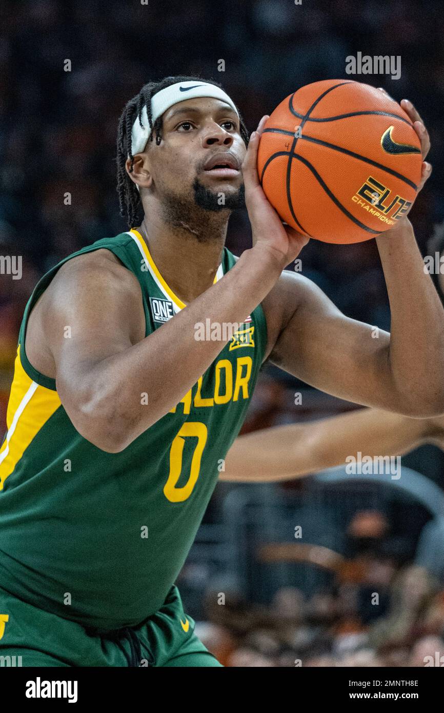 30. Januar 2023. Flo Thamba Nr. 0 der Baylor Bears in Aktion gegen die Texas Longhorns im Moody Center. Texas besiegt Baylor 76-71. Stockfoto
