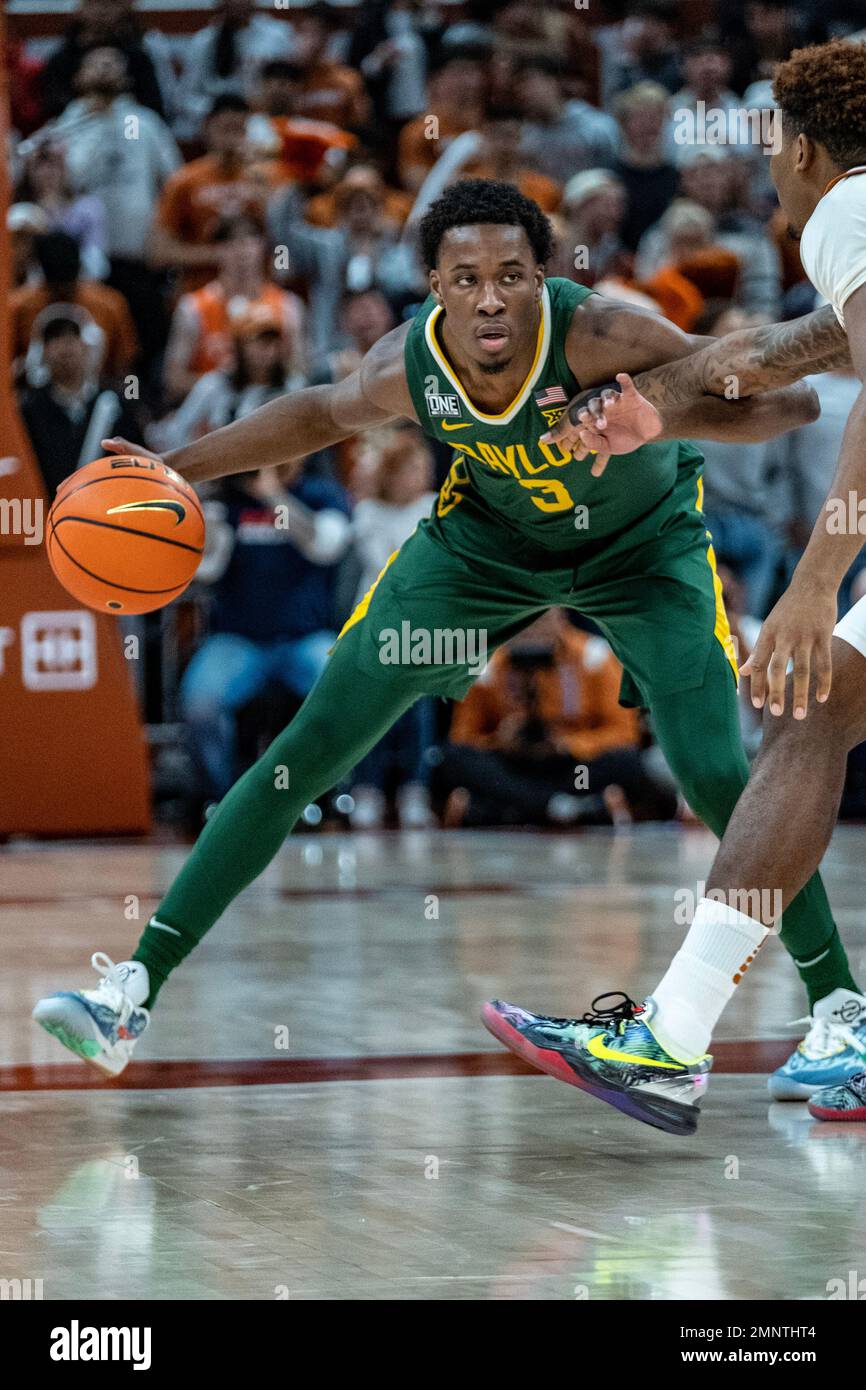 30. Januar 2023. Dale Bonner Nr. 3 der Baylor Bears in Aktion gegen die Texas Longhorns im Moody Center. Texas besiegt Baylor 76-71. Stockfoto