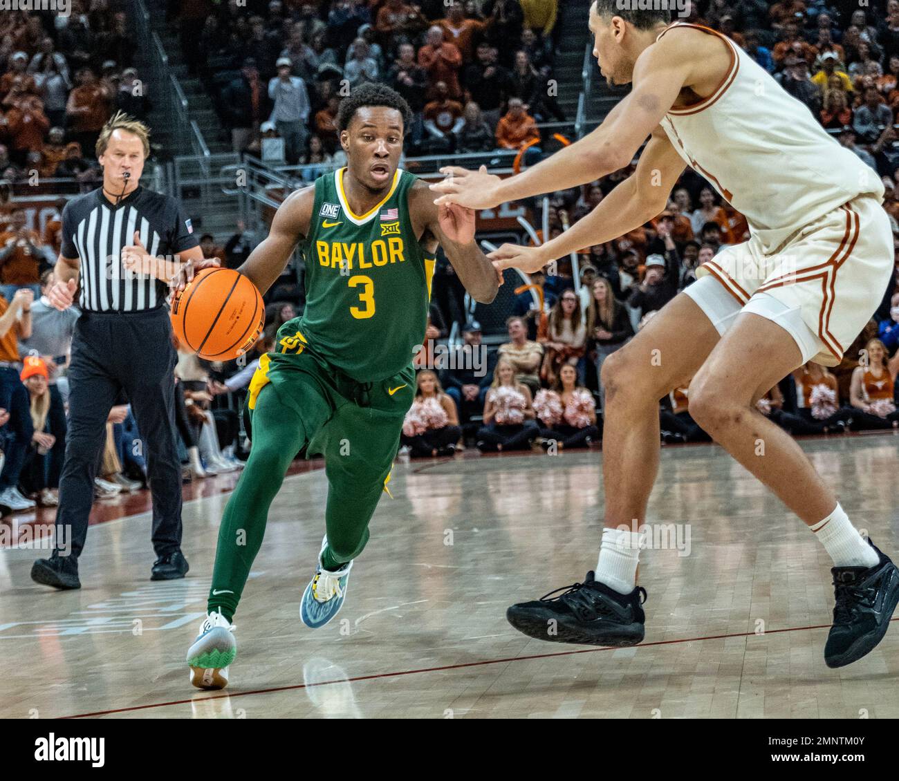 30. Januar 2023. Dale Bonner Nr. 3 der Baylor Bears in Aktion gegen die Texas Longhorns im Moody Center. Texas besiegt Baylor 76-71. Stockfoto